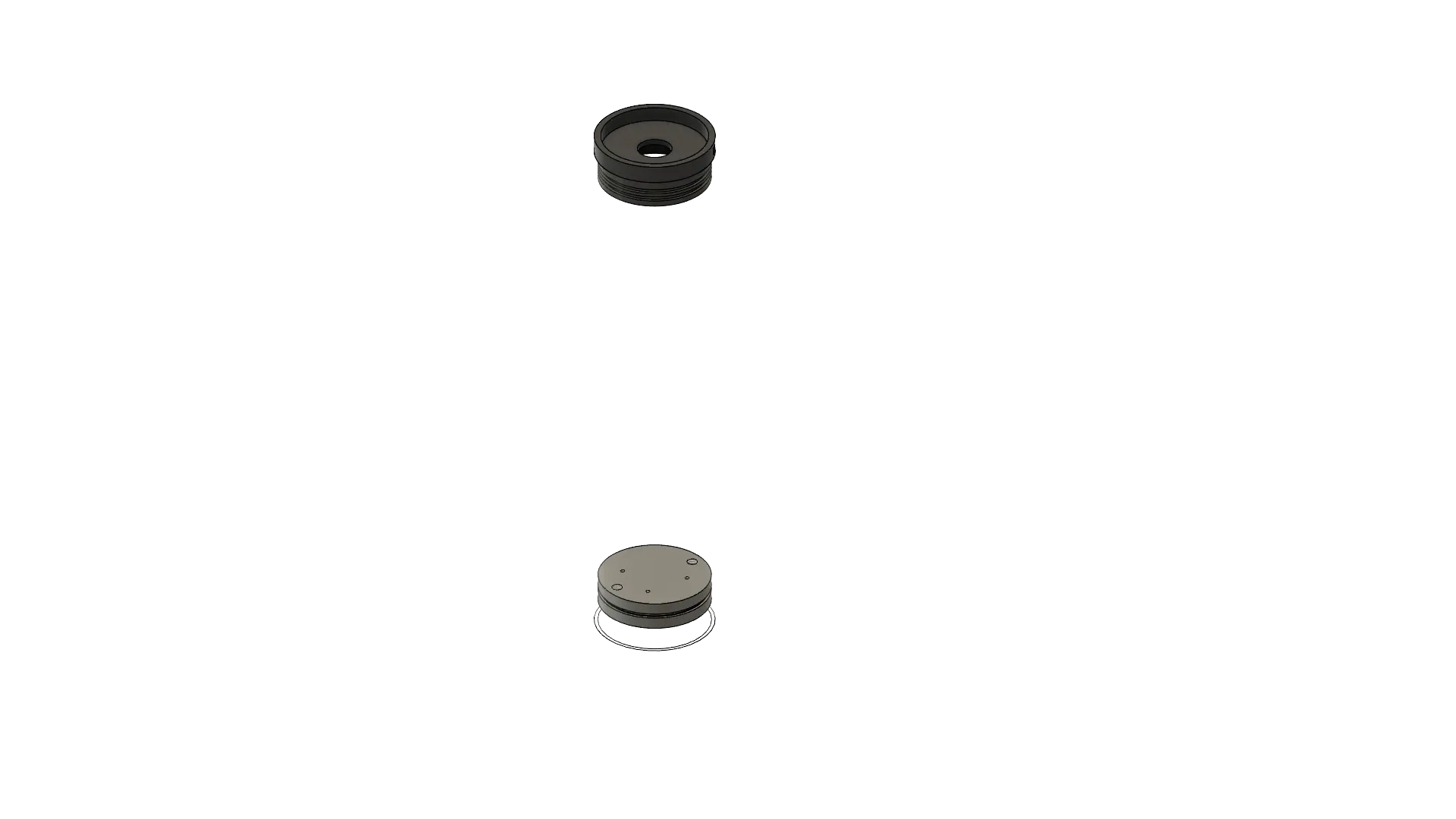 Base design of float. A long tube with the top cap and piston at the bottom